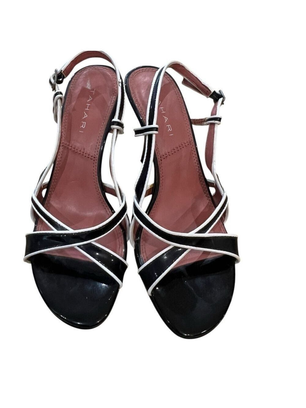 Tahari Black and White Strappy Sandals